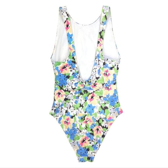 Ganni Floral One Piece Swimsuit Azure Blue Floral Bathingsuit - Picture 6 of 12